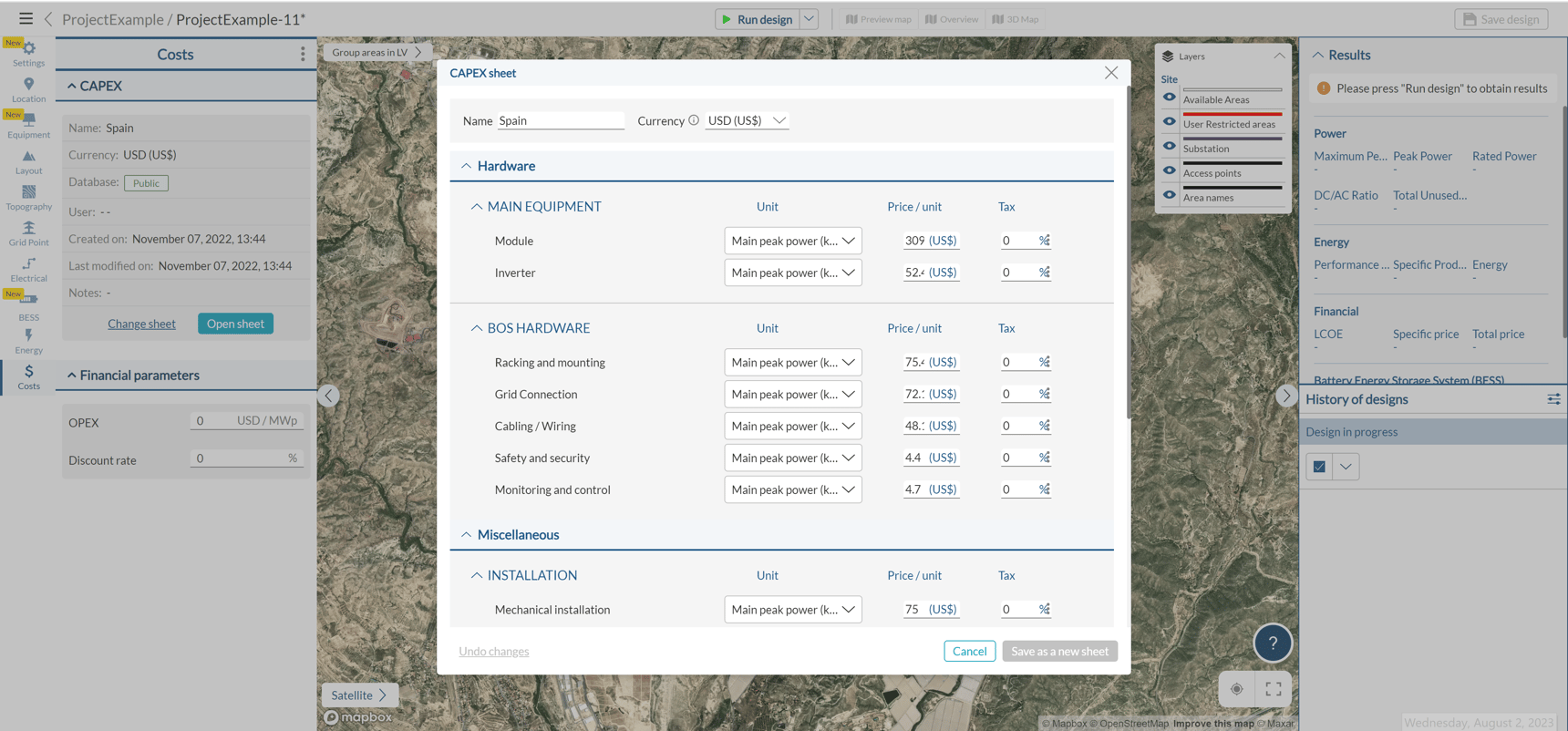 How to create a CAPEX template