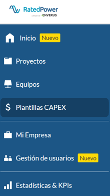 Capex sheets in RatedPower es